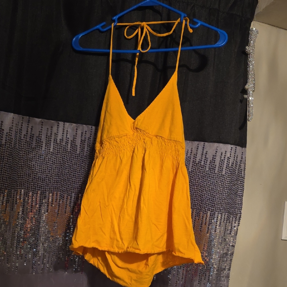 🟢Energie Bright Yellow Halter Top